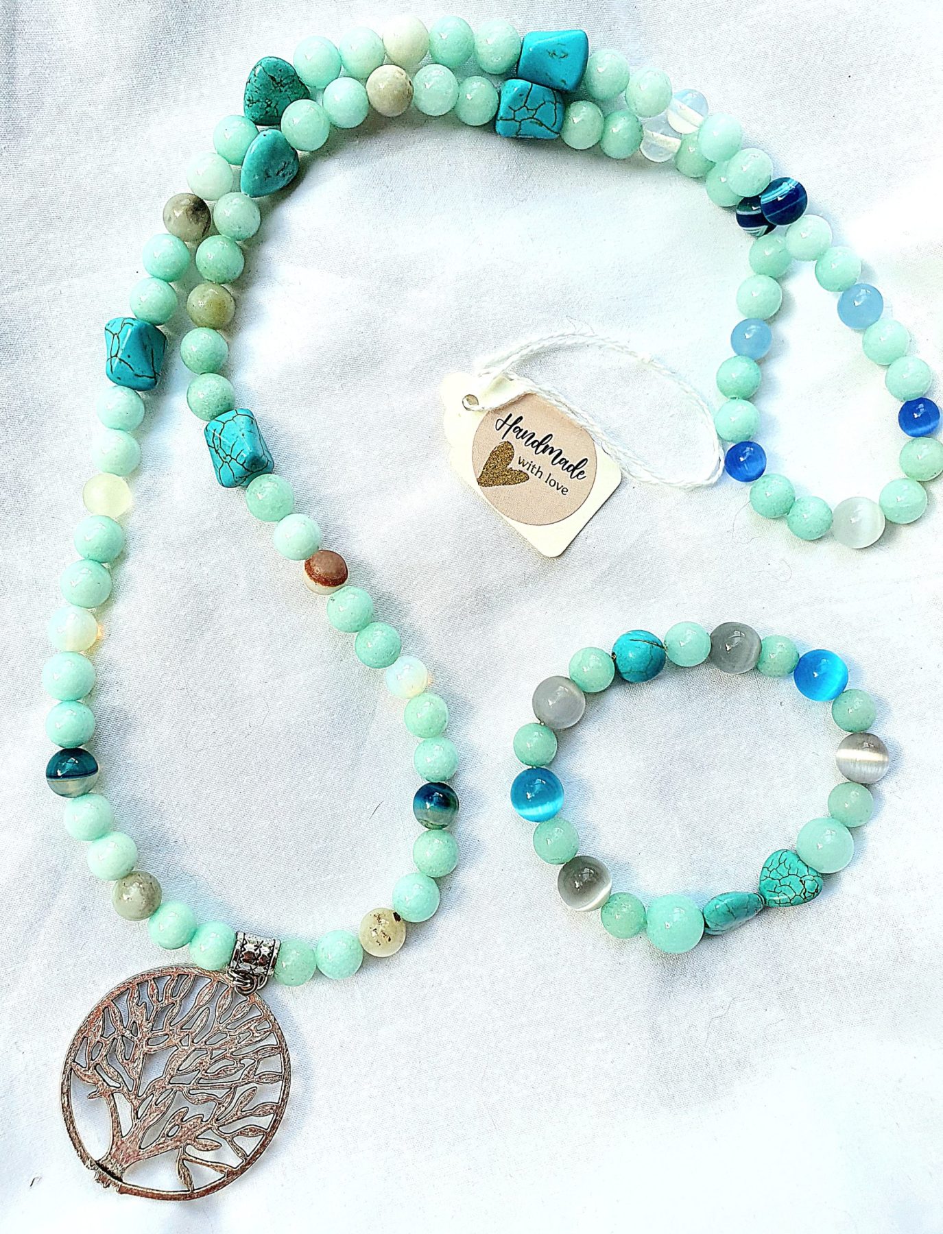 Turquoise Tree of Life Set: Turquoise, Opalite, Catseye