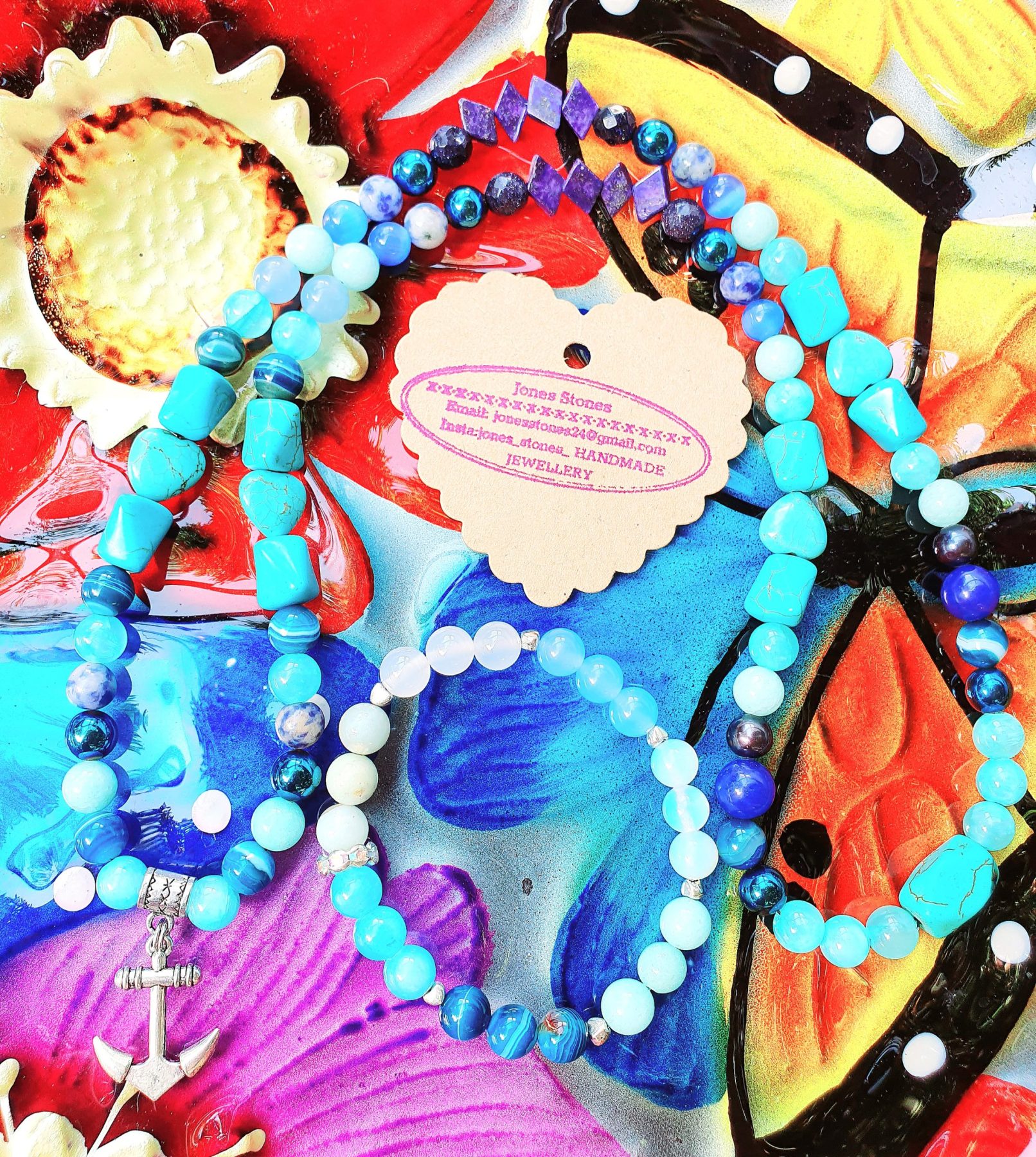 Anchor Set: Lapis, Turquoise, Soladite, Blue Laced Agate