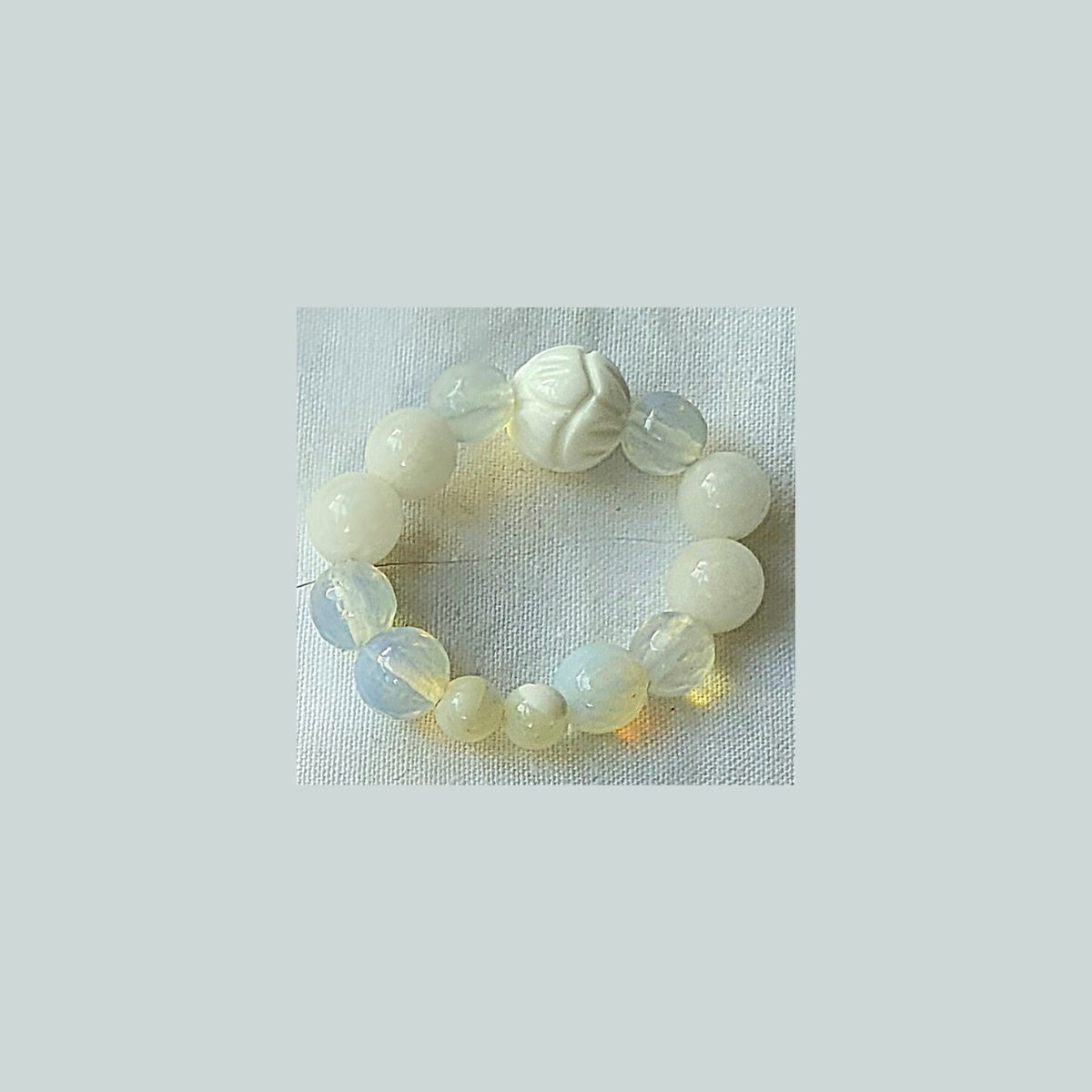 Mother of Pearl, Quartz, Opalite And Shell Flower Ring