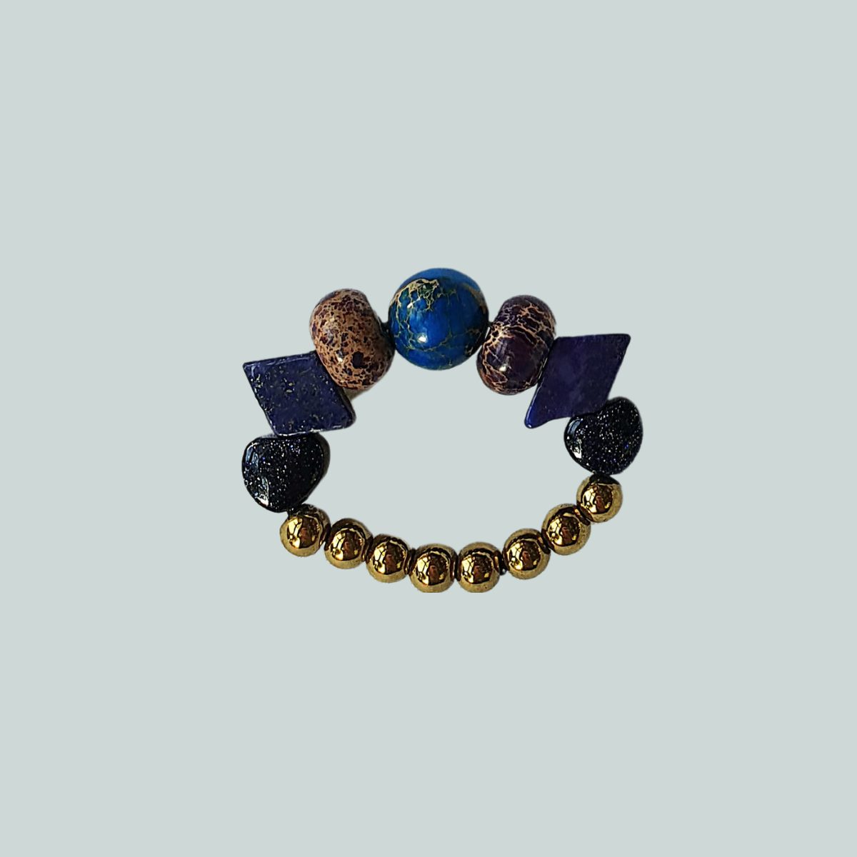 Gold Hematite, Lapis Lazuli, Blue goldstone, Jasper Ring