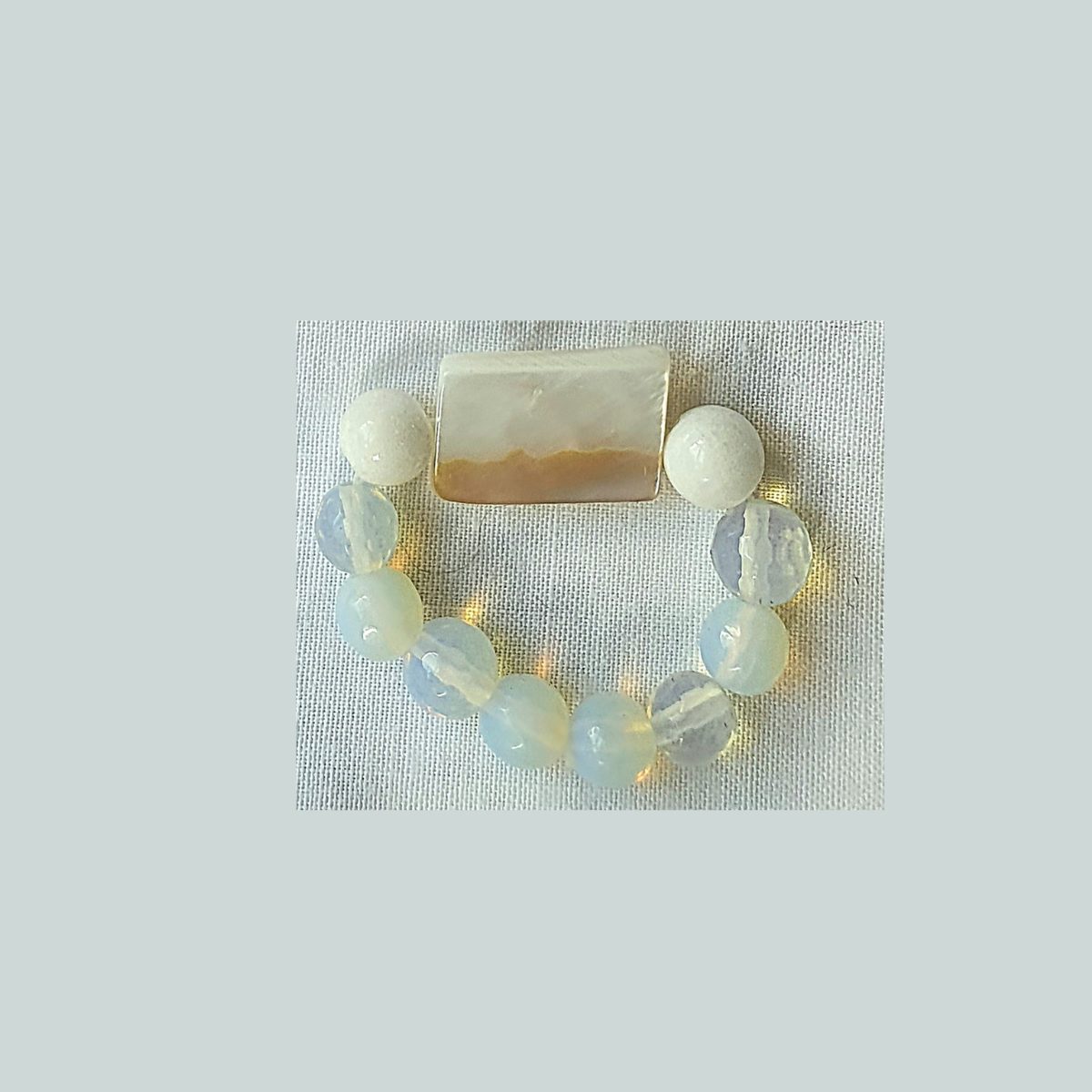 Rectangle Shell, Opalite Ring