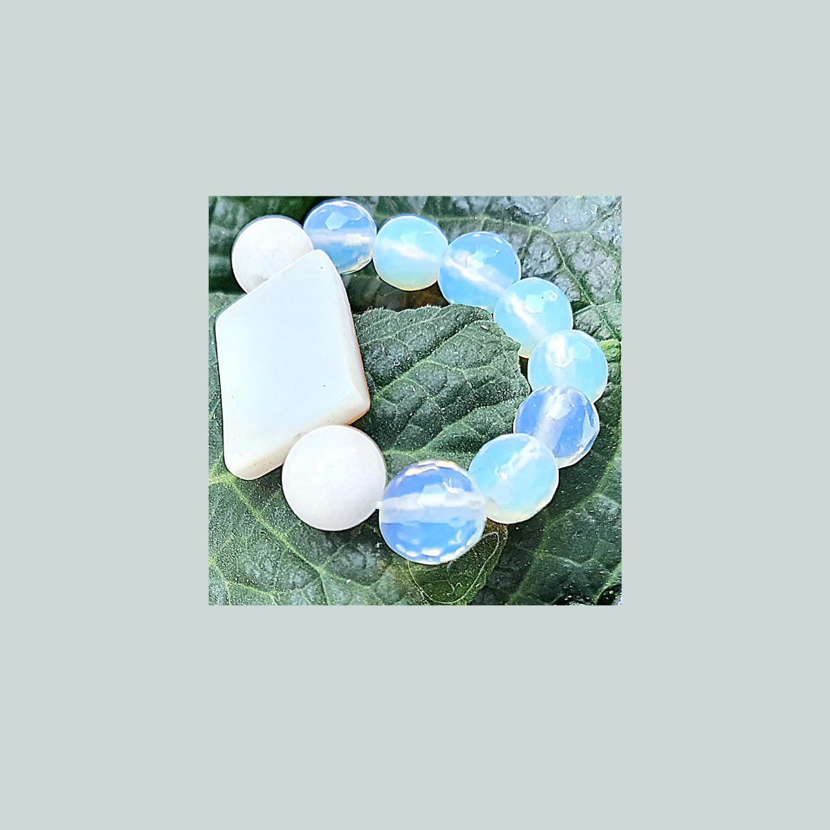 Rectangle Shell, Opalite Ring